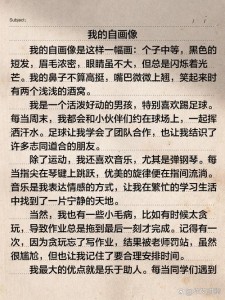 我的初中作自画像作文600字初中