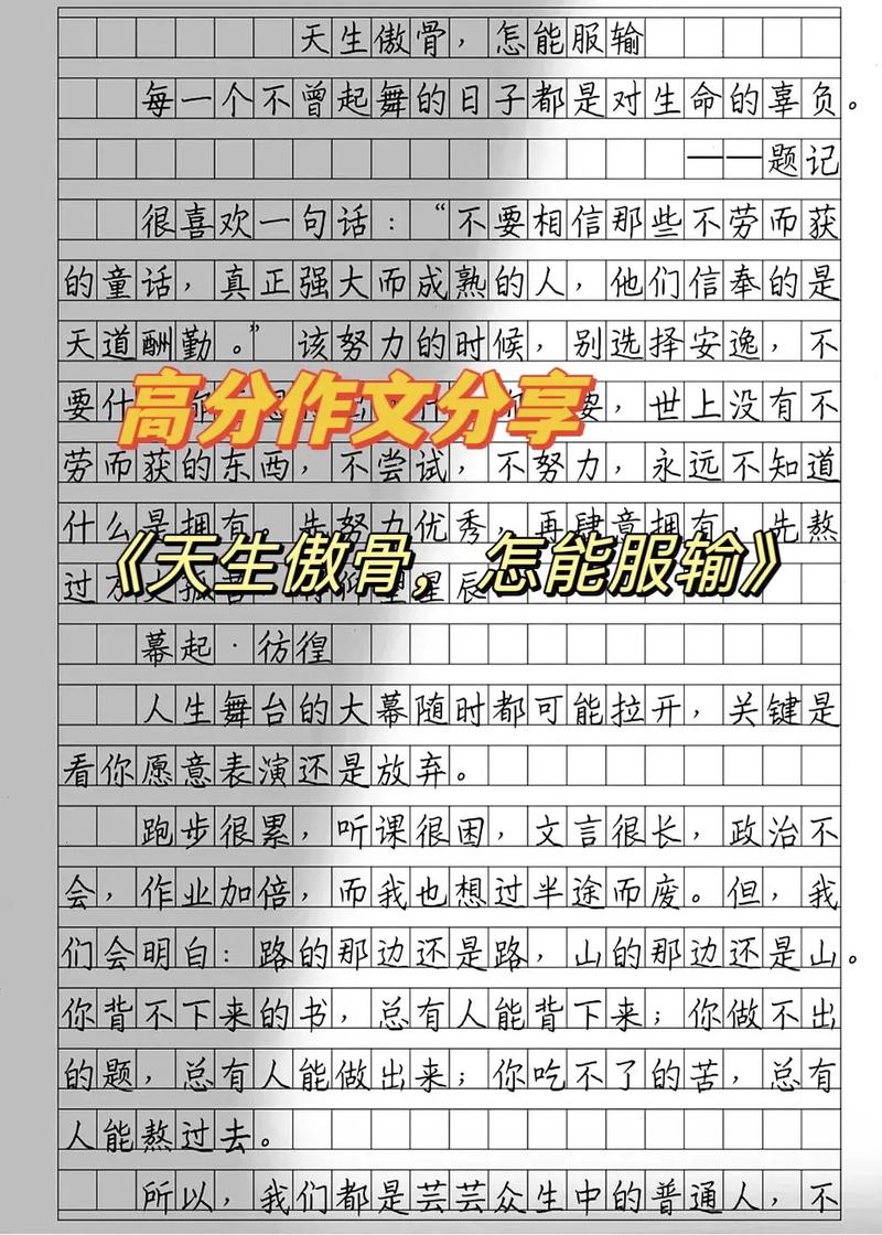 2017年高考甘肃满分作文:文人的高考作文傲骨