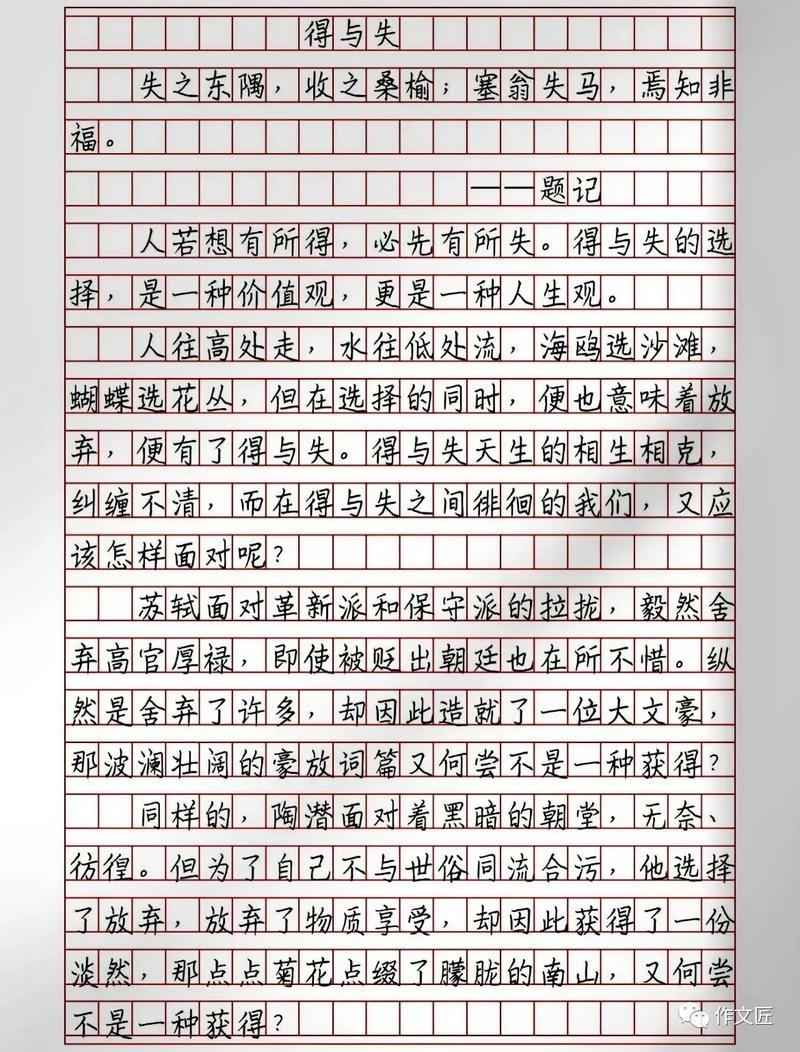 关于得失的作文大全作文800字高中