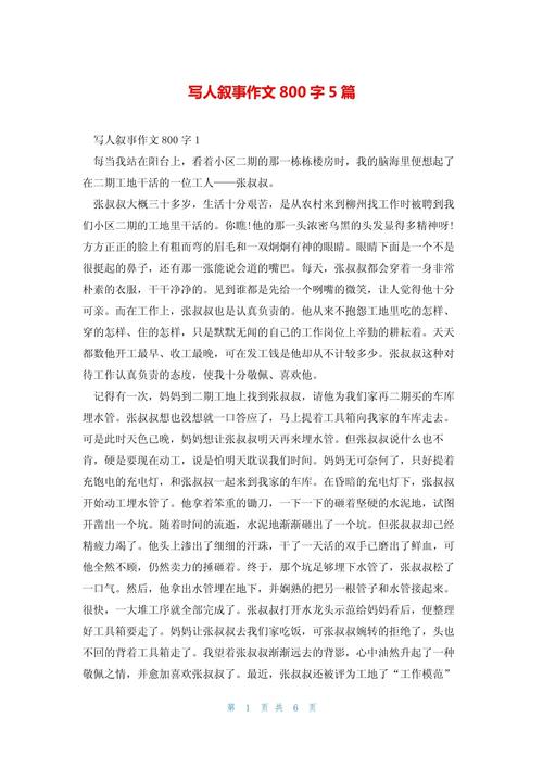 写人的小学作作文800字左右