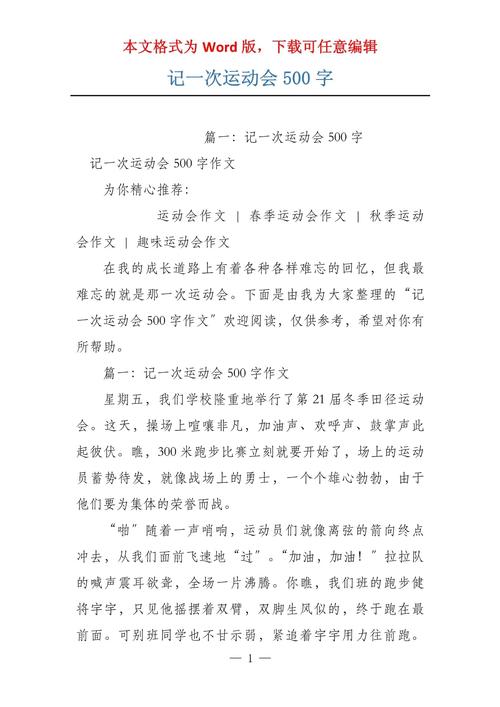 初一描写运动会场景的作文作文500字(个人通用)
