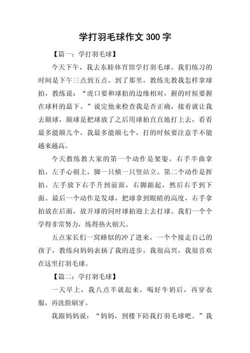 三年级打羽毛球的高考作文作文300字(精选6篇)