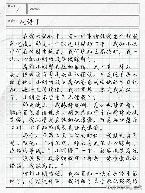 他错怪了我作中考作文