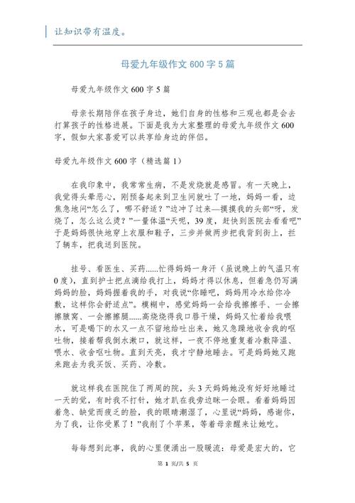 关于母爱的作文网作文600字(最新5篇)