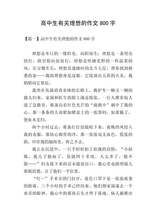 写我的高中作理想作文800字