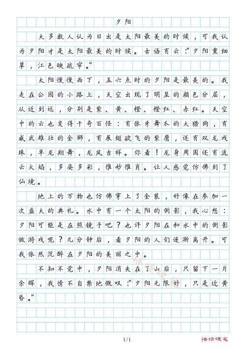 夕阳西下作优秀作文600字