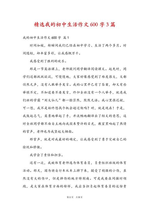 我的六年级作文初中生活作文600字初一