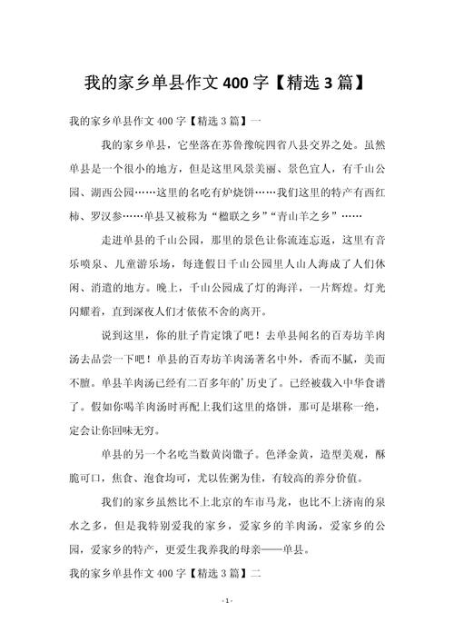 我的作文素材家乡四年级作文400字(个人合集)