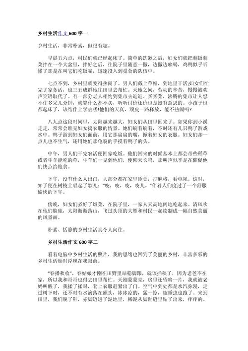 精选乡村的高中作作文400字四年级