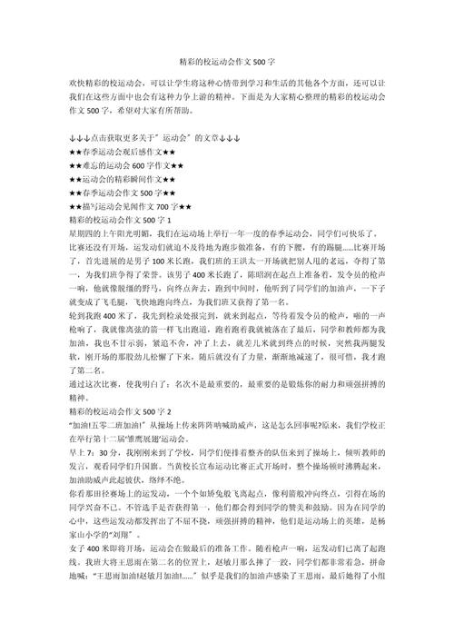 运动会作文500字优秀作文五年作文网