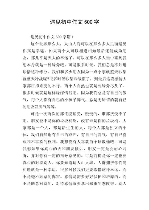 遇见作初中作600字写人朋友(集锦6篇)
