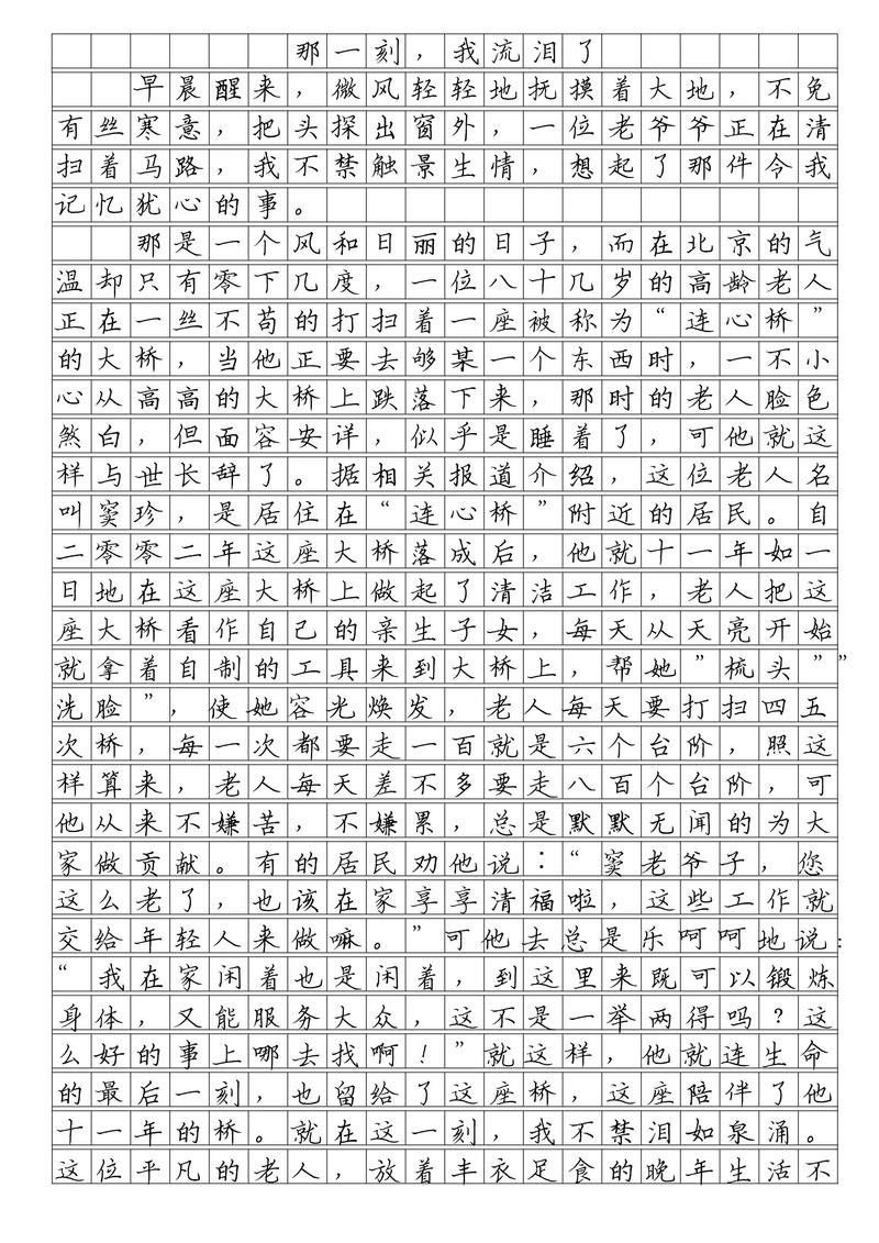 那一刻我流泪了作作文网650字