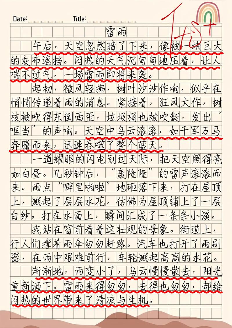 雷雨400字作文四年作文上册