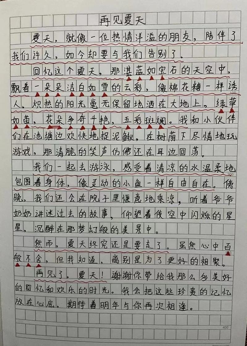 夏天再见的作文素材作文2022(必备8篇)