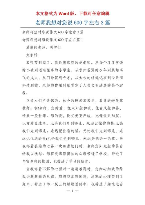 我想对老师说的大学作话作文600字左右