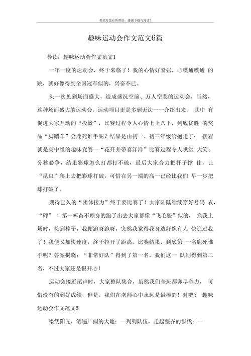 这一次趣味运动会作高考作文