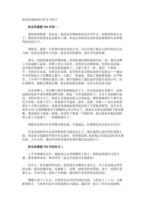 快乐的六年级作文暑假生活初一作文700字(优秀6篇)