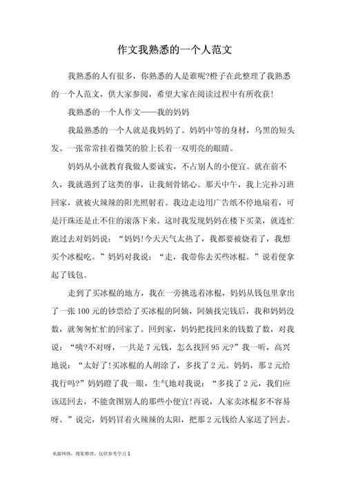 我最熟悉的高考作文一个人作文300字(个人通用)
