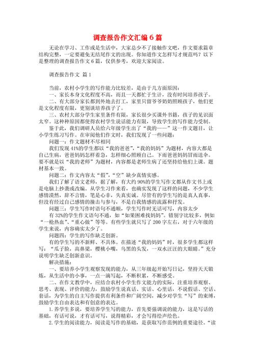 调查报告作文五年优秀作文500字精选6篇